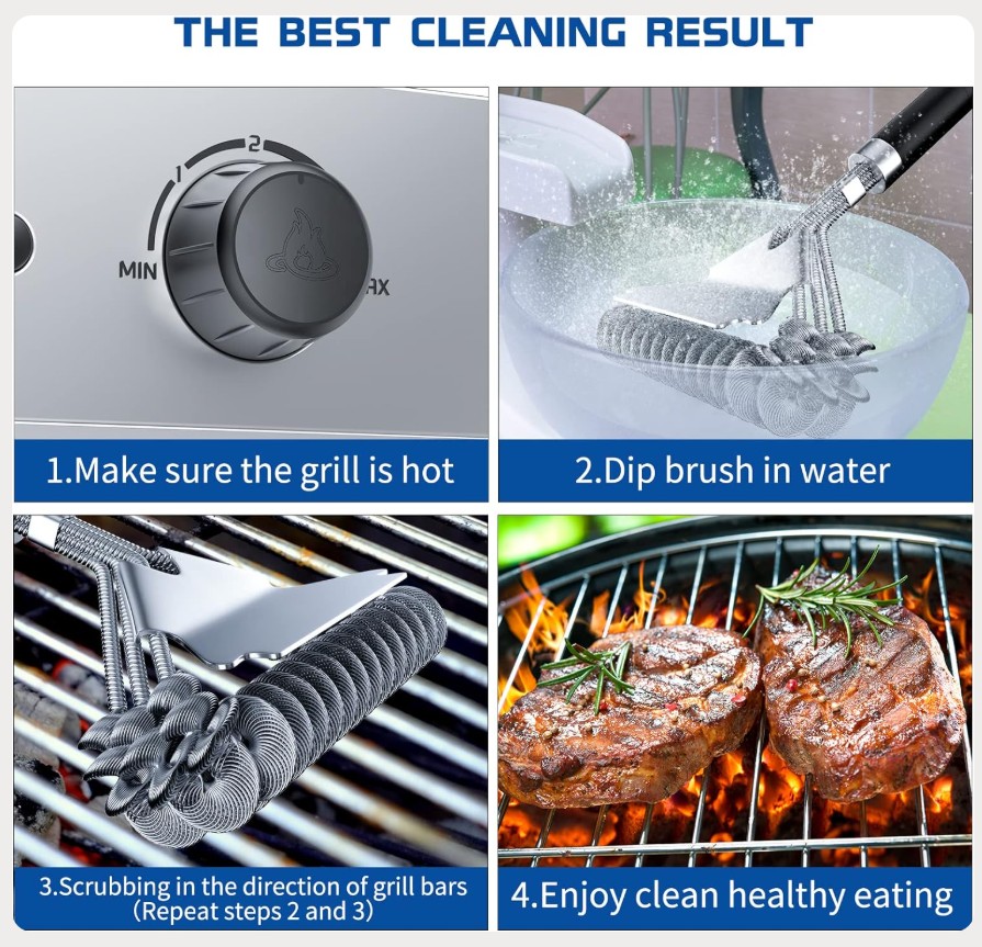 17" Stainless Steel Grill Brush and Scraper Bristle Free - Gallery 9