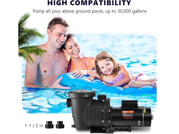Pool Pump 1.5HP 230V, Variable Dual Speed Pumps