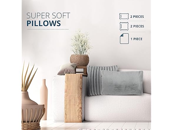 5-Pc Faux Fur Throw Blanket & Pillow Set