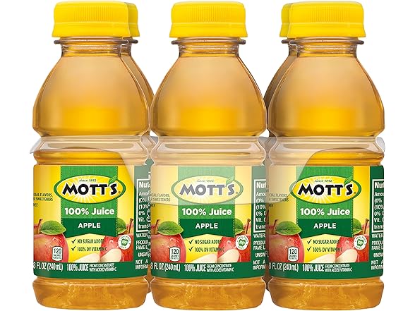 Mott's Apple Juice, 8oz bottles, 6pk