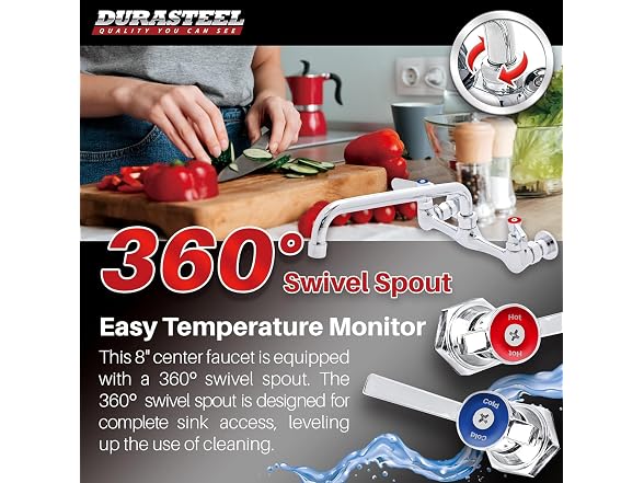 DuraSteel Commercial Sink Faucet - 8” Center - Gallery 4