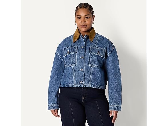 Women's Oversized-Fit Cropped Denim Jacket