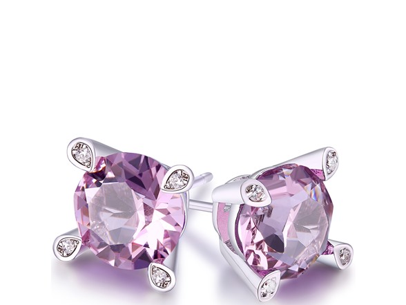 Amethyst Stud Earring in 18K White Gold