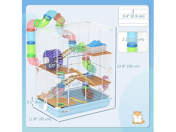 PawHut 18" 5 Tier Hamster Cage with Tubes and