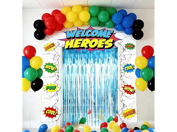 Bafei 80pcs Hero Theme Party Decor Kit