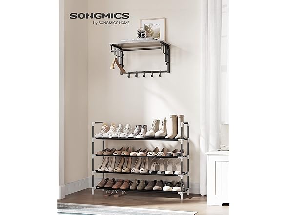 SONGMICS 4-Tier Shoe Rack, Shoe Storage
