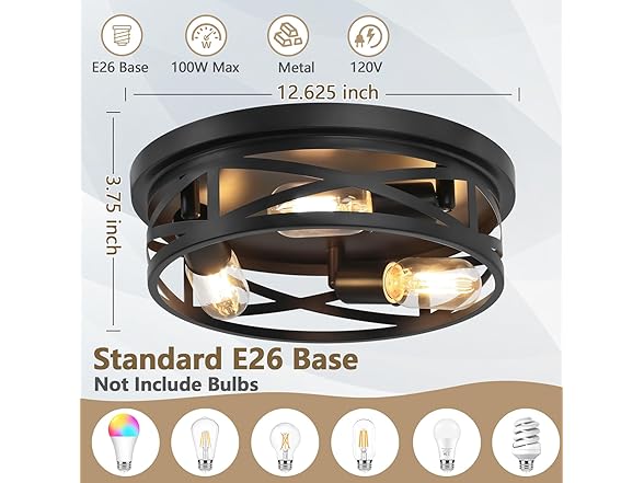Bosceos B0DHH1HP3L 13 Inch Ceiling Light 2-Pack