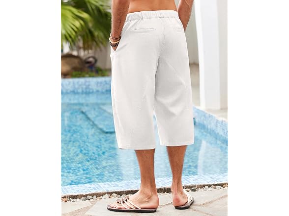 Coofandy Men (XXL) Linen Capri Pants Baggy Pants