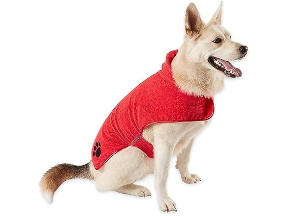 Bone Dry Pet Robe Collection Embroidered Robe Red