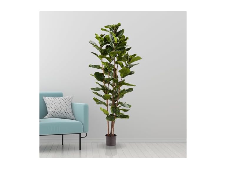 Pure Garden Artificial Fiddle Leaf Fig Tree, 6FT