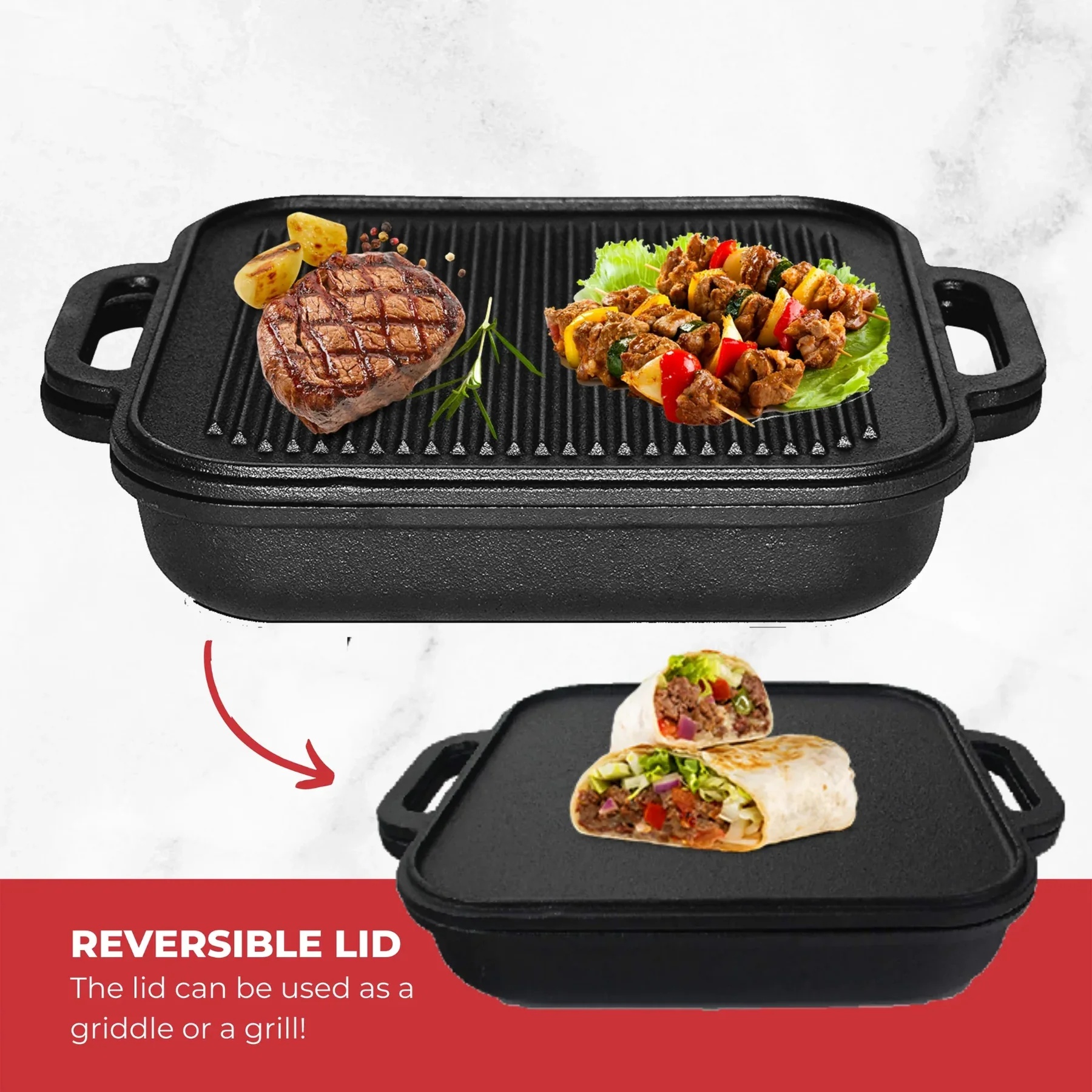 Jim Beam Cast Iron Skillet Griddle Set - Gallery 10