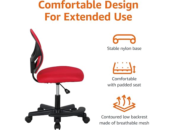 Amazon Basics Kids Adjustable Height Mesh Low-Back Swivel Desk Chair