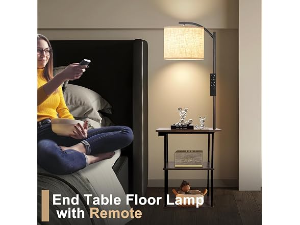 PESRAE Remote Lamp End Table - Rustic