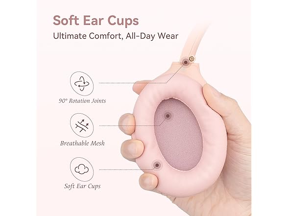 Noise Cancelling Bluetooth Headphones, Pink