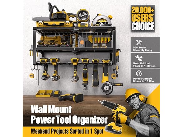 Power Tool Organizer, Wall Mount, Garage Organization