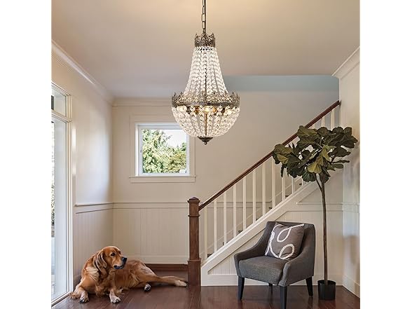 VerRon Crystal Chandelier, Antique French 4-Light