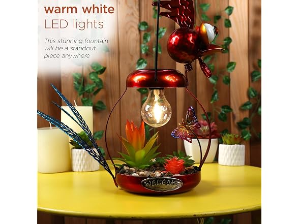 Alpine Corp Solar Rooster LED16in Red