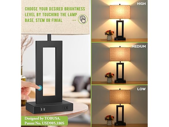 TOBUSA Set of 2 Touch Control Table Lamps