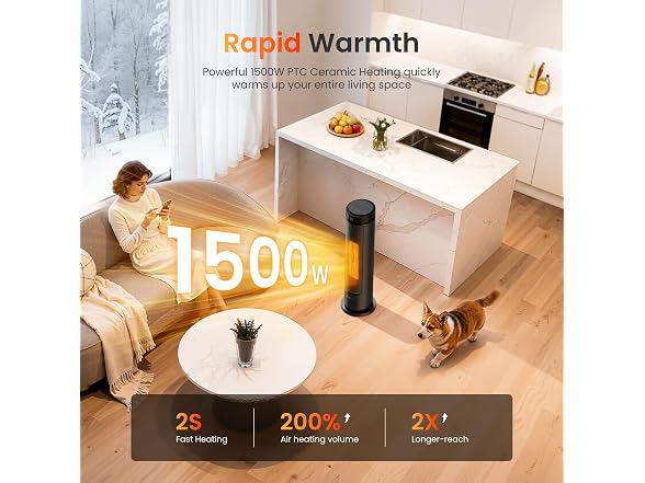 FLANUR Space Heater Black 24 Inch