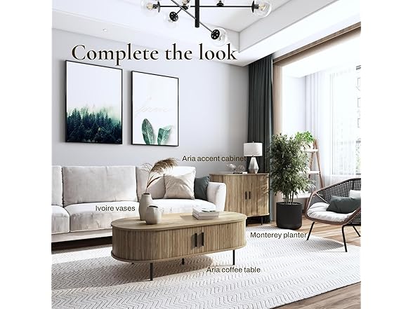 LuxenHome Oval Coffee Table with Storage