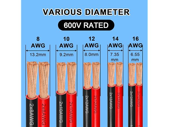 YDDECW CON-115 16 AWG Copper Wire 100ft, 16/2