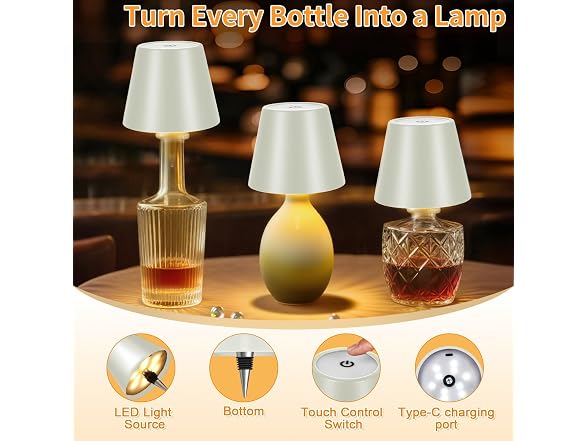 Beige Shade Wireless Bottle Lamp