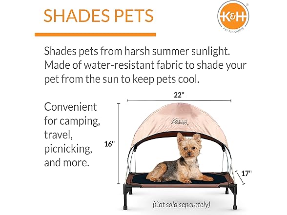 K&H Elevated Dog Cot Canopy, Small Tan