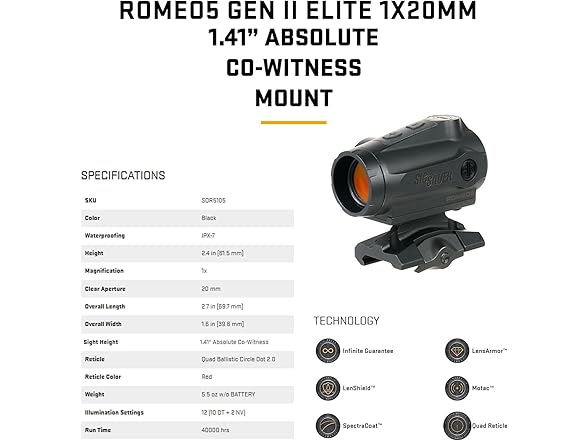 Sig Sauer ROMEO5 GEN II Elite Red Dot Sight