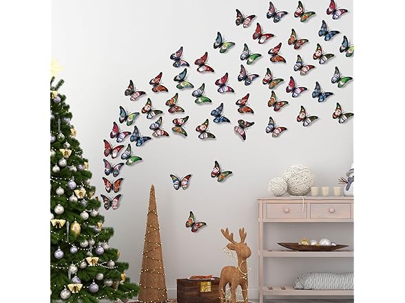 3D Christmas Butterfly Wall Decals