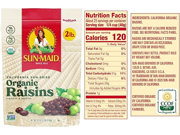 2PK Sun-Maid Organic California Sun-Dried Raisins