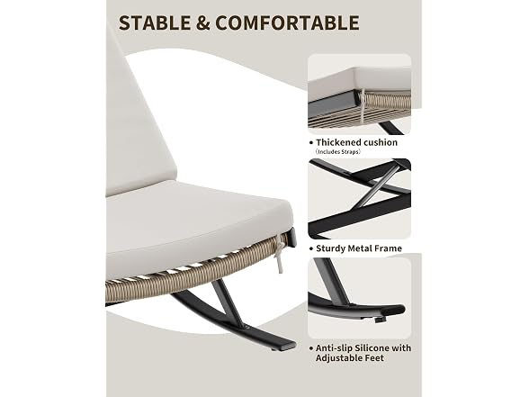 GarveeLife Outdoor Rocking Lounge Chair