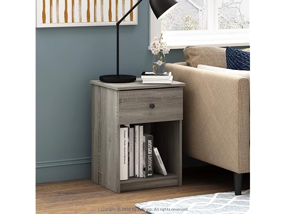 Furinno Tidur Nightstand French Oak Grey - Gallery 2