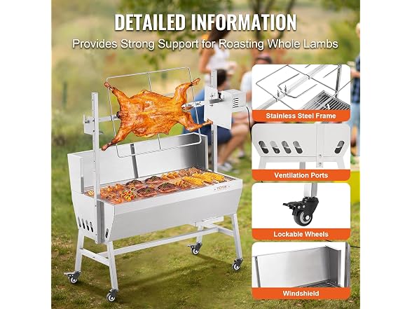 VEVOR Rotisserie Grill with Windscreen