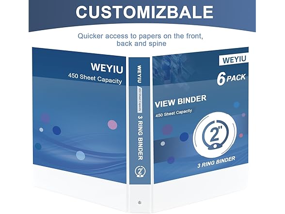WEYIU 2-inch 3 Ring Binder