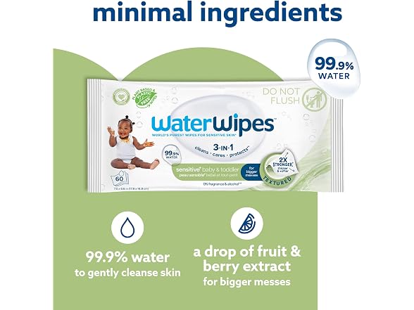 WaterWipes Baby Toddler Wipes 540 Count 9 Packs