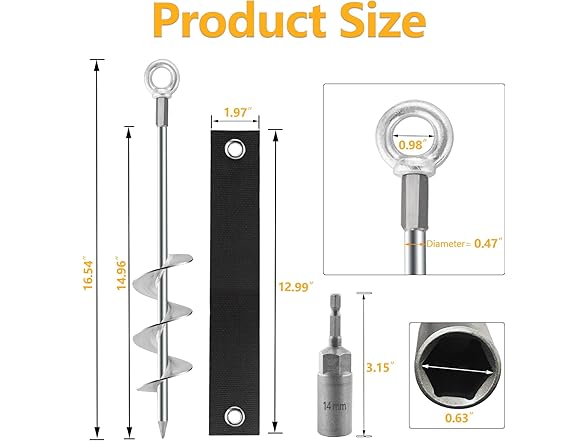 WateryWave 4Pcs Ground Anchors Screw