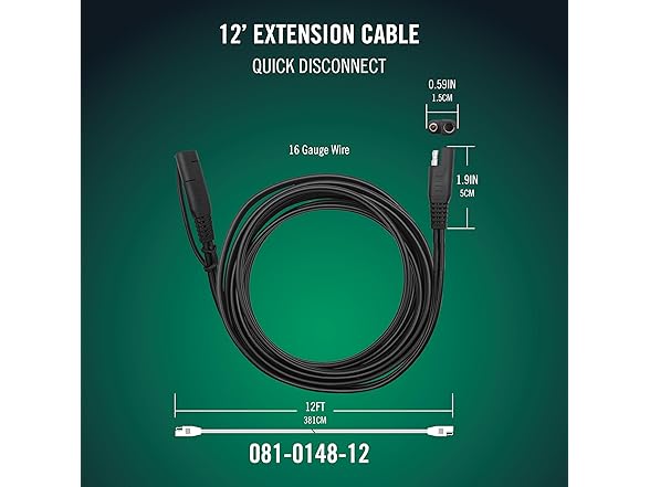 Battery Tender 12 Foot Extension SAE Cable - Designed
