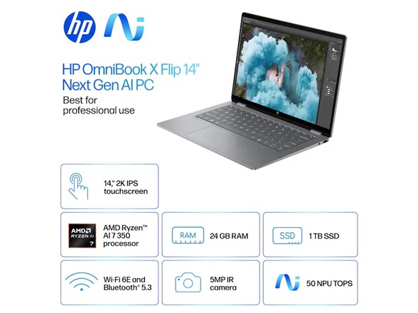 HP OmniBook X Flip Copilot+ PC 14" Laptop