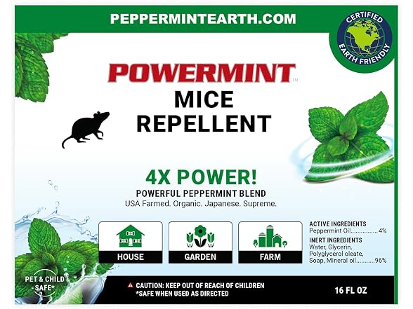 Powermint 16 Oz Peppermint Oil Mice Repellent Spray