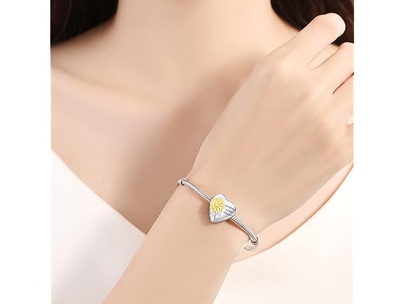 CLYQCL 925 Sunflower Charms Fit Pandora