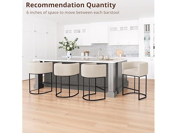 LUE BONA 27" H Counter Height Bar Stools Set of 2, Modern Barrel Counter Stools with Backrest and Arms, Black Metal Frames, Linen Fabric Upholstered Accent Barstools for Kitchen Island, Linen Color (Open Box)