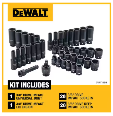 DEWALT DWMT45443 42pc 3/8in dr metric impact sockets - Gallery 5