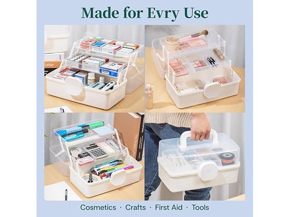 EVRY CO. 3 Pack 3-Layer Storage Box with Handle