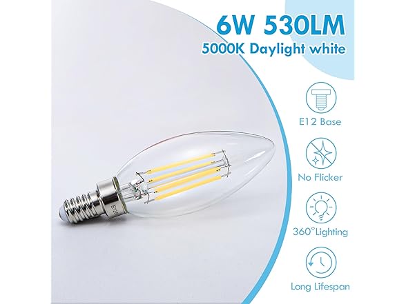 LEDIKON LEDIKON 12 Pack Dimmble E12 LED Candela