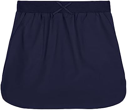 IZOD Girls' School Uniform Pull-on Scooter Skirt with Undershorts, Knit Waistband & Functional Pockets, Wrinkle Resistant, Navy, 14