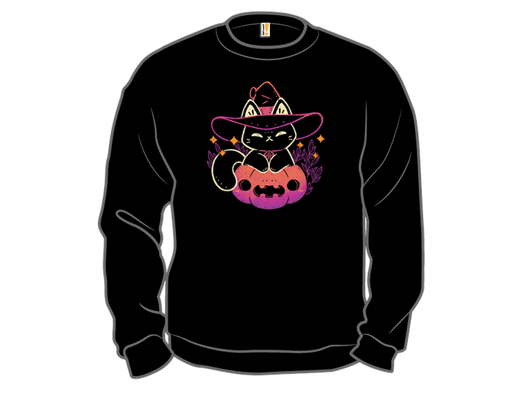 Cute Halloween Cat on Pumpkin