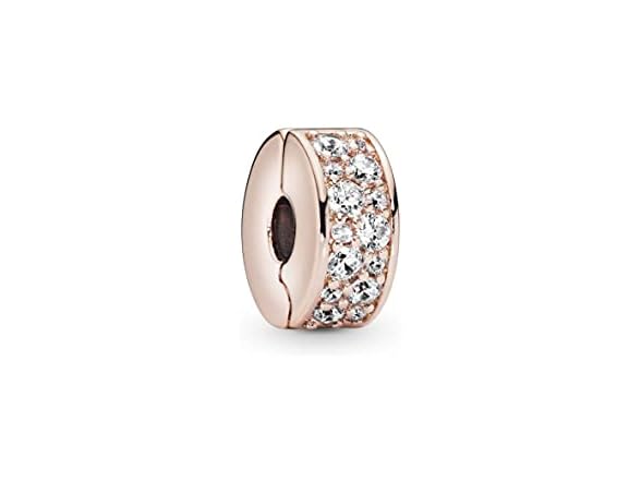 Pandora Clear Pavé Clip Charm Bracelet Charm Moments Bracelets - Stunning Women's Jewelry - Gift for Women in Your Life - Made Rose & Cubic Zirconia (Open Box)