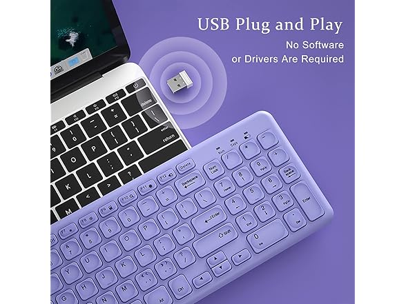 Arcwares Wireless Keyboard & Mouse Combo, Purple