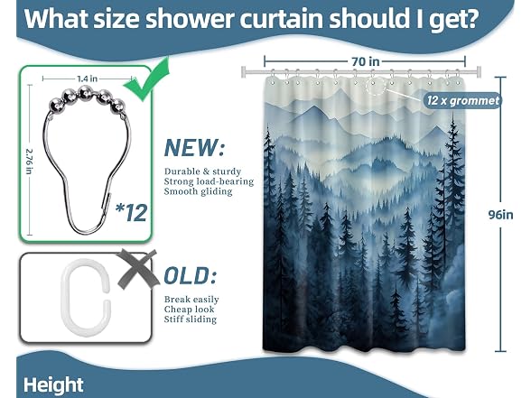 Navy Blue Forest Shower Curt Dark Mountain