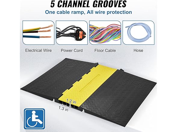 VEVOR Rubber Cable Guard - 5-Channel